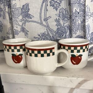Vintage Betty Crocker Apple Check Ceramic Coffee Mug - White with Red and Green